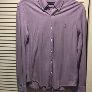 Polo long sleeve knit Oxford.  Purple